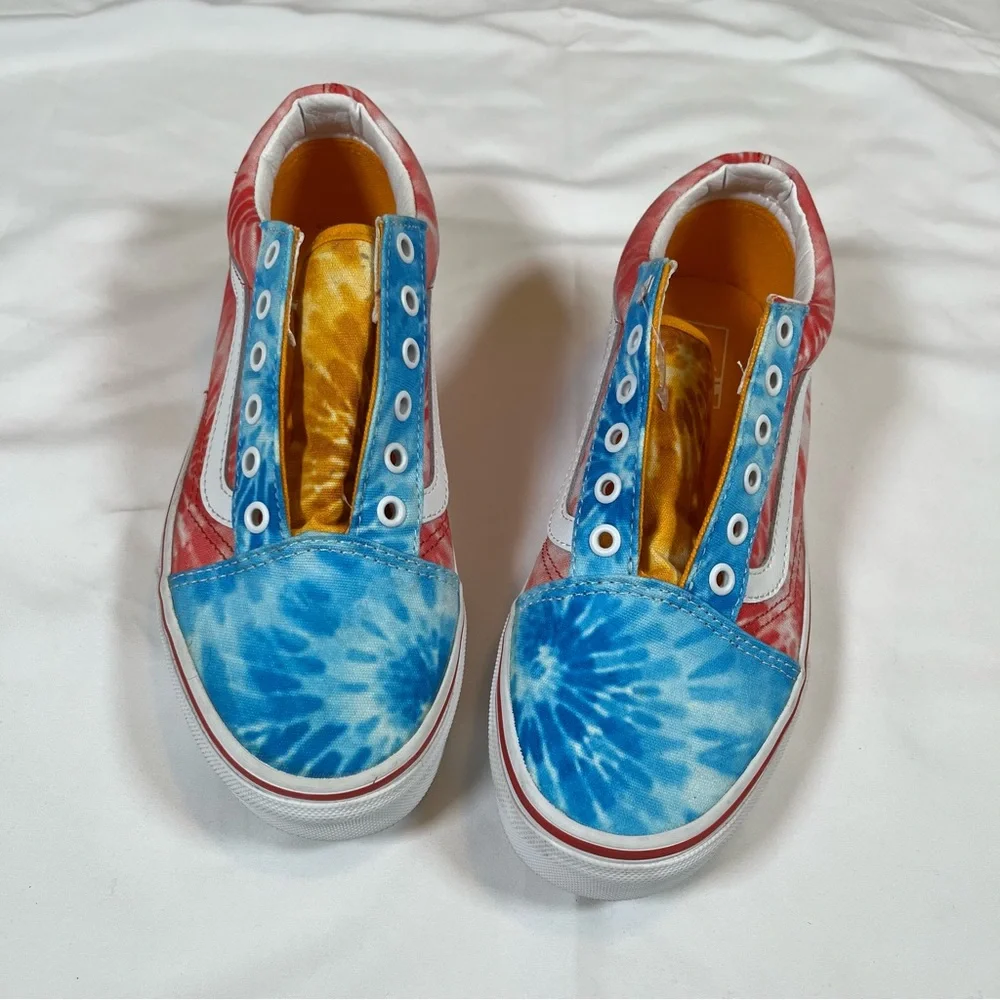 Vans Old School Unisex Juniors Tie Dye Block Multicolor Shoes Sz 4 Missing Lace